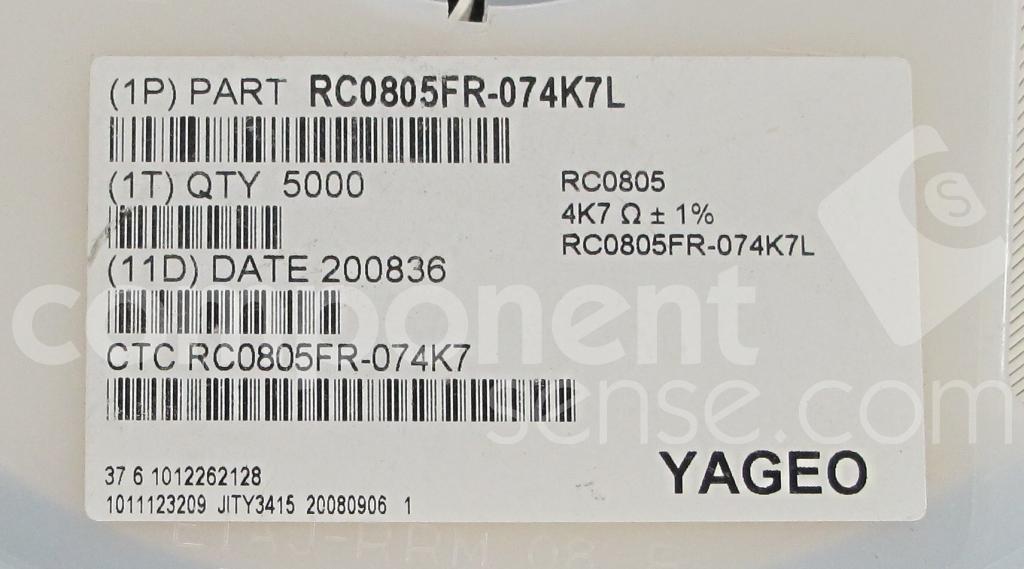 RC0805FR-074K7L Yageo, Phycomp [MP] (Philips Div) | Component Sense