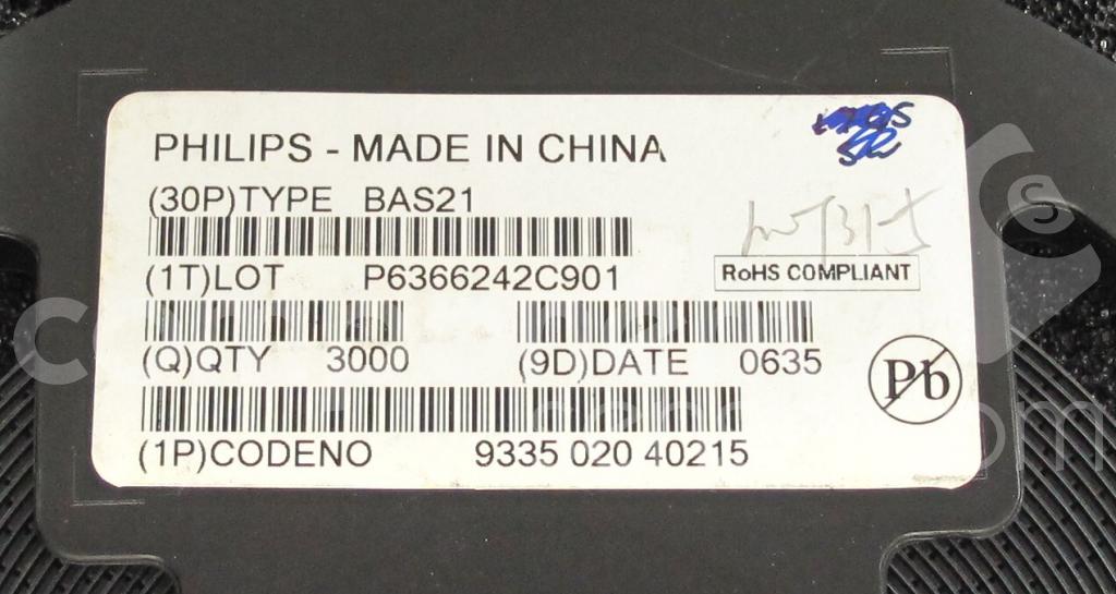 Bas031c3a BAS21 Philips, Fairchild Semiconductor, NEXPERIA | Component Sense