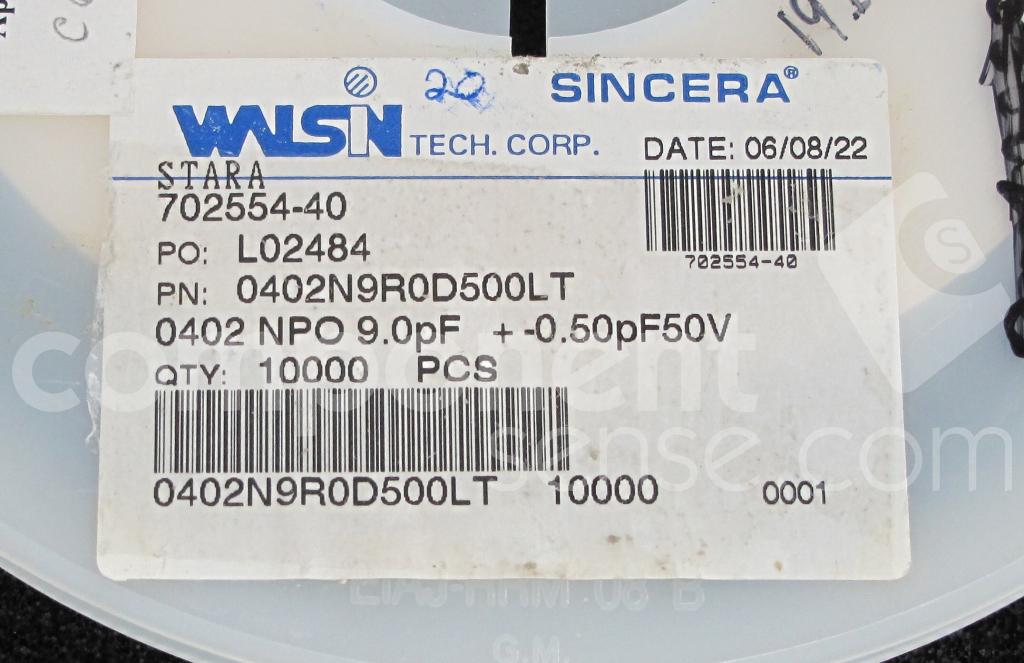 0402N9R0D500LT Walsin Technology Component Sense