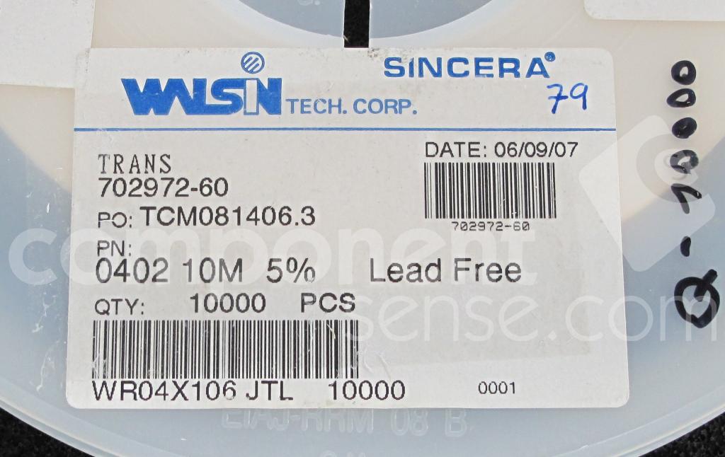 WR04X106JTL Walsin Technology Component Sense