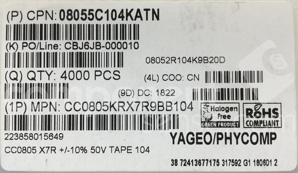 Cc0805krx7r9bb104