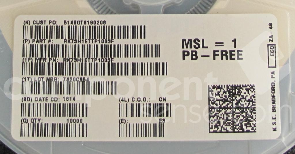 RK73H1ETTP1003F KOA Speer Electronics, Inc. Component Sense