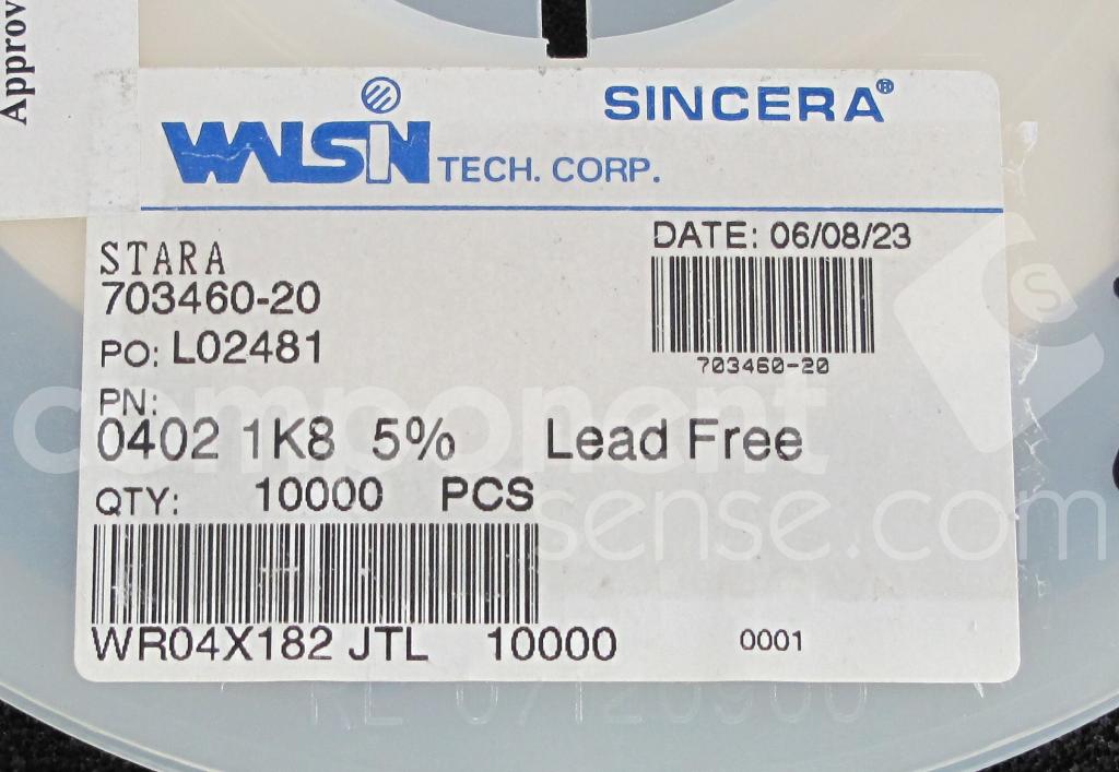 WR04X182JTL Walsin Technology Component Sense